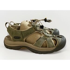 KEEN Venice Leather Closed Toe Sandals Shoes Women's 7 Green Grey Water, Hiking